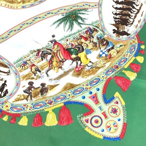HERMES Carre90 Carre 90 CAVALIERS PEULS Poole jockey Scarf silk Green - Picture 10 of 12